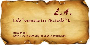 Lövenstein Acicét névjegykártya